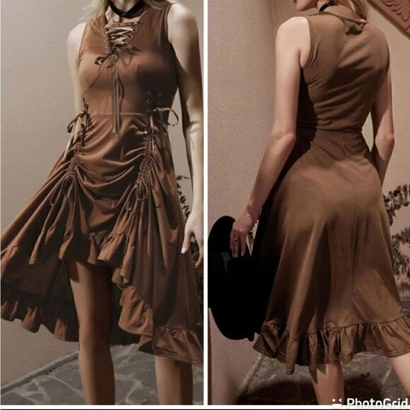 WOMEN'S Steampunk Gothic Victorian Dress, Brown new with original Package - Picture 16 of 16